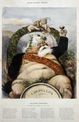 Armand Fallières, vinař: karikatura Fallières en Bacchus (Bacco) - v "" le Laughter "" z října 1906