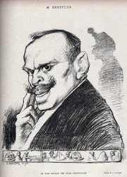 Případ Dreyfus - Nejvzdělanější ze vyšetřujících soudců - Paul Bertulus 1851-1917 - Francouzský soudce - Karikatura Charlese Leandra (1862-1934) v „“Le Rire““ číslo 197 de 1898