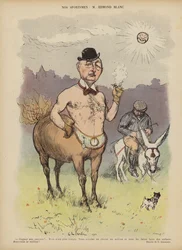 Edmond Blanc, francouzský majitel a chovatel dostihových koní. Ilustrace pro Le Rire