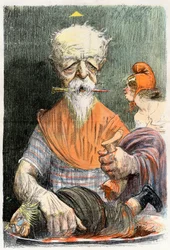 Eugene Henri Brisson (1835-1912), francouzský právník, novinář a politik - Cartoon Charles Leandre (1862-1934) v „“Le Rire“““ 1902