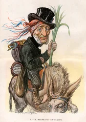 Jules Meline (1838-1925), francouzský politik, ministr zemědělství - Cartoon Charles Leandre (1862-1934) v „“Le Rire““ z 12. dubna 1902