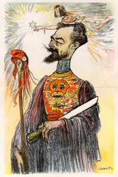 Paul Doumer (1857-1932) - Cartoon od Charlese Leandra (1862-1934) v „Le Rire“““ 1902