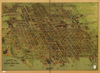 Pohled z ptačí perspektivy na Erie, Pa. 1909