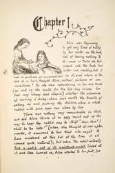 Alenka se svou sestrou, ilustrace z knihy Alenčina dobrodružství pod zemí, nakl. 1886 (faksimile)