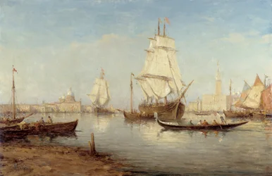 Galeony a gondoly v povodí San Marco (Saint Mark a Venice) Malba Charlese Malfroye (1862-1918) Povinná zmínka: Založení sbírky pozdravů z Provence, Marseille