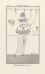 Ranní negližé, z Costumes Parisien, pub. 1913 (tisk šablony)