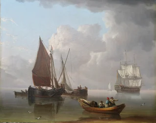 Lodní doprava na moři, kolem roku 1800 (olej na plátně)