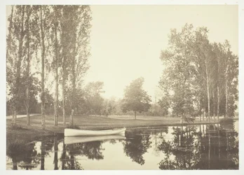 Bez názvu, c. 1850. [Loď na jezeře v Bois de Boulogne, park v Paříži].