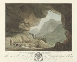 Pohled na krajinu z dračí jeskyně Vue de la Caverne du Dragon dans le Canton d