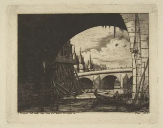 Klenutý průchod, Pont Notre-Dame, Paříž, z „Leptů z Paříže“