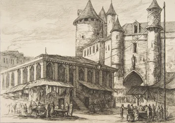 Le Grand Châtelet Grand Châtelet, Paříž cca 1780, po dřívější kresbě, 1861.