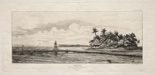 Oceánie: Rybolov u ostrovů s palmami v Uea nebo Wallis Group, 1845