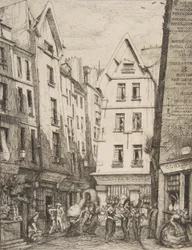 Rue Pirouette v Les Halles Rue Pirouette v Les Halles, Paříž, po Laurence, 1860.
