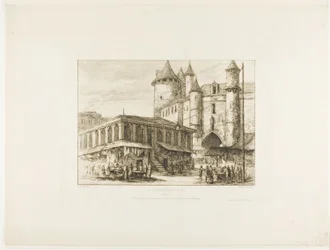 Grand Châtelet, Paříž, c. 1780, po dřívější kresbě