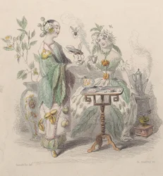 Čaj a káva, z Les Fleurs Animées, 1847.