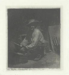 Klečící zedník, únor-březen 1854, vytištěno 1982.