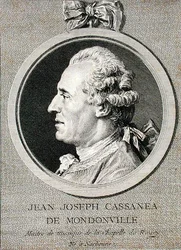 Jean Joseph Cassanea de Mondonville (1711-72) vyrytý Augustinem de Saint-Aubin (1736-1807) 1768 (rytina)