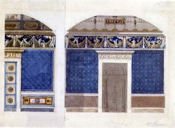 Design pro interiér empírového paláce, cca 1810 (akvarel a kvaš na papíře)