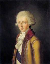 Portrét Ludvíka Antoina Henriho de Bourbon-Conde, vévody z Enghien (1772-1804) – zobrazuje kolem roku 1788 v loveckém livreji „z rodu Conde““. Obraz Charlese Raucha (1791-1857) 1836. Rozm. 0,65x0,54m. - Portrét Louis-Antoi