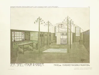 Mateřská školka, kolem roku 1901 (barevná litografie)