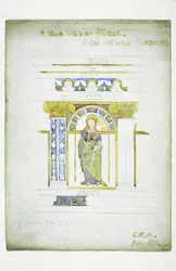 Della Robbian [sic] Frieze, Museo Nationale, Florencie, 1891 (tužka a akvarel na papíře)