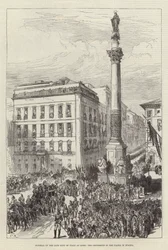 Pohřeb zesnulého krále Itálie v Římě, procesí na náměstí Piazza di Spagna