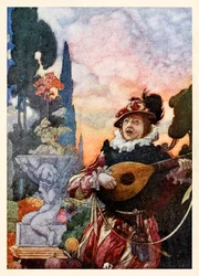 „Poznamenejte si, jak jedna struna, sladký manžel k druhé, udeří každého podle vzájemného uspořádání“ z „Harmony a melodie“ v Písních a sonetech Williama Shakespeara