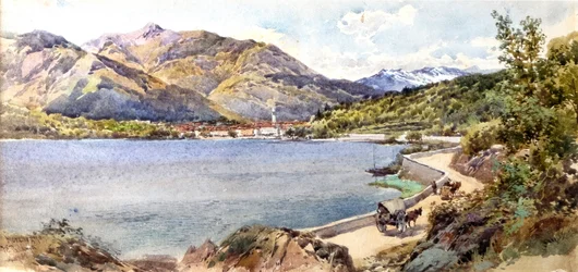 Jezero Mergozzo Jezero Maggiore u Pallanzy (akvarel)