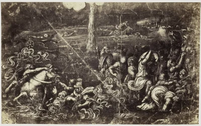 Fotoreprodukce kresby Raphaela, tonoucí armády po izraelském přechodu Rudého moře