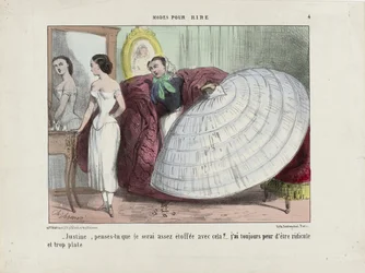 Justine, myslíš, že s tímhle budu dostatečně vyspělý... Z Modes pour rire, 1855-1859.