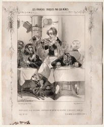 Francouzsky načrtnuté sami: Paruky a la Julienne, Saténové klobouky, 1840.
