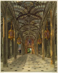 Zimní zahrada v Carlton House z Pyneova díla "Royal Residences", rytina Thomase Sutherlanda (nar. asi 1785), vydaná v roce 1819.