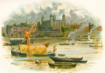 Tower of London v 19. století. Také známý jako Královský palác a pevnost Jejího Veličenstva, Londýn, Anglie. Z Cassell