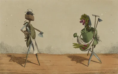 Implements Animated, Plate 2, Dedicated to the Carpenters and Gardeners of Great Britain, c.1811 (ručně kolorovaný lept)