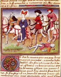 Queen Iseult (nebo Iseult) je kůň doprovázený miniaturními jezdci vytaženými z románu „Romanesque du Chevalier Tristan““ od mistra Charlese z Maine 1440-1460. Chantilly, Conde Museum