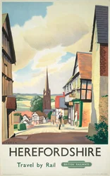 Plakát, British Railways (Western Region). Herefordshire Travel by Rail, Ledbury