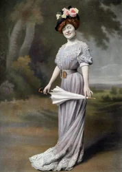Francouzská komička Amelie Dieterle jako Blanche ve hře "La ponette", Paříž, foto Cheri Rousseau z papíru "Le Theatre" 1. srpna