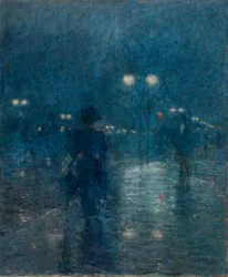 Fifth Avenue Nocturne, cca 1895 (olej na plátně)