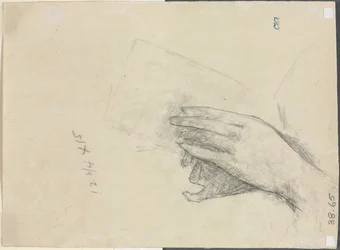 Ruce držící knihu verso, 1889.