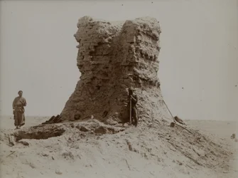 Místo, kde byl nalezen sogdský dopis, jeden z nejstarších dochovaných sogdských papírových dokumentů (asi 313 n. l.), Dunhuang, Čína