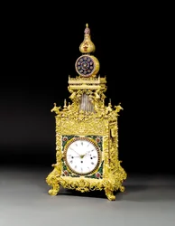 Velmi vzácné ormolu, vložené hudební automatové stolní hodiny, pravděpodobně Guangzhou, kolem roku 1790