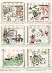 Čínské nacionalistické a protievropské výjevy, z faksimilového alba lidových výjevů hlásajících válku proti cizincům, 1891