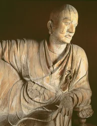 Postava lohana, dynastie Yuan (1260-1368) (dřevo)