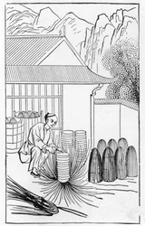 Balicí porcelán, ze série ilustrací o výrobě porcelánu (viz 384116 a 384117 pro celou sérii)