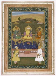 Císaři Akbar, Jahangir a Shah Jahan se svými ministry a princem Darou Shikohem, kolem 1630-40