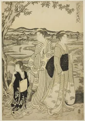Papoušek Komači, ze série Sedm módních Komači (Furyu nana Komači), asi 1788 (barevný dřevoryt; oban)