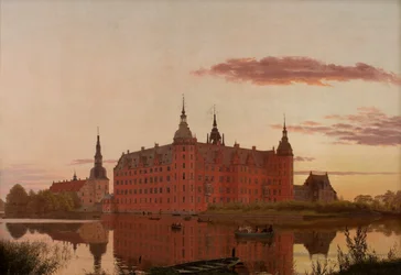 Palác Frederiksborg z pohledu od Jægerbakkenu, Večerní pohled