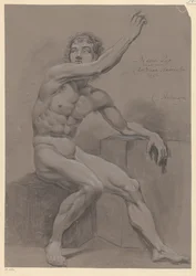 Sedící mužský akt, boční pohled (3. cena 1796)