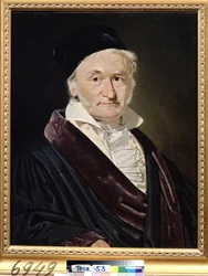 „Portrét německého vědce Karla (Carla) Friedricha Gausse (1777-1855)“ (Portrét matematika, astronoma a fyzika Carla Friedricha Gausse (1777-1855)), obraz Christiana Albrechta Jensena (1792-1870), 1840, rozměry 66 x 52 cm, Puškinovo muzeum, M