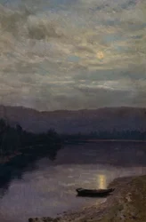 Moon Rise by the Solevatne (olej na plátně)